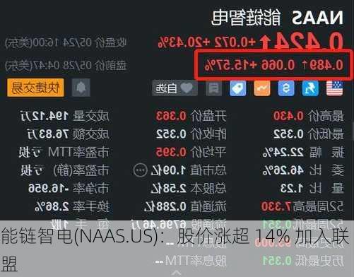 能链智电(NAAS.US)：股价涨超 14% 加入联盟