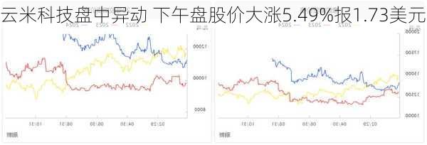 云米科技盘中异动 下午盘股价大涨5.49%报1.73美元