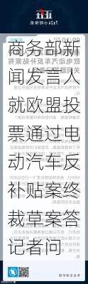 商务部新闻发言人就欧盟投票通过电动汽车反补贴案终裁草案答记者问