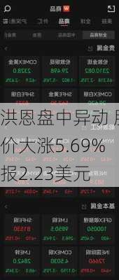 洪恩盘中异动 股价大涨5.69%报2.23美元