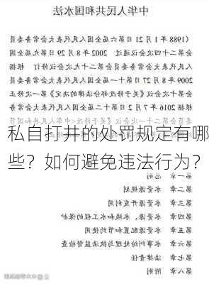 私自打井的处罚规定有哪些？如何避免违法行为？