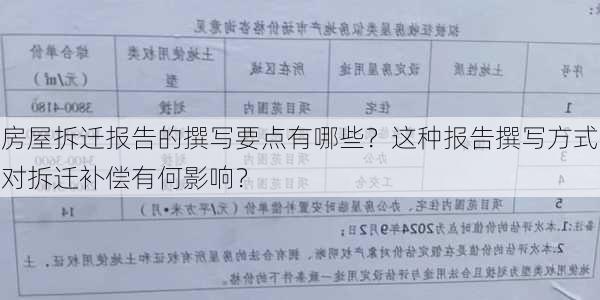 房屋拆迁报告的撰写要点有哪些？这种报告撰写方式对拆迁补偿有何影响？