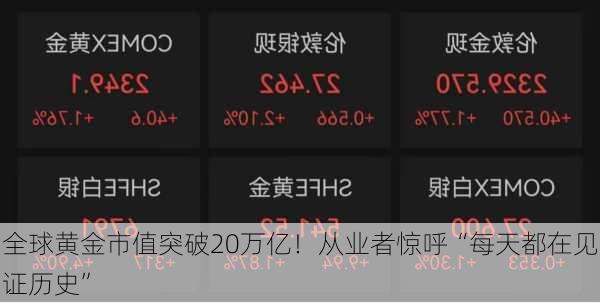 全球黄金市值突破20万亿！从业者惊呼“每天都在见证历史”