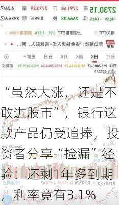 “虽然大涨，还是不敢进股市”，银行这款产品仍受追捧，投资者分享“捡漏”经验：还剩1年多到期，利率竟有3.1%