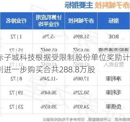 赤子城科技根据受限制股份单位奖励计划进一步购买合共288.8万股