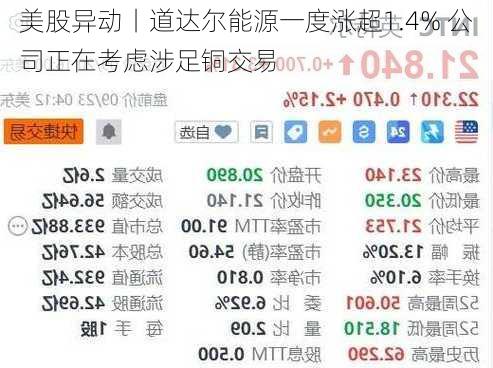 美股异动丨道达尔能源一度涨超1.4% 公司正在考虑涉足铜交易