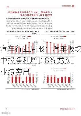 汽车行业周报：汽车板块中报净利增长8% 龙头业绩突出