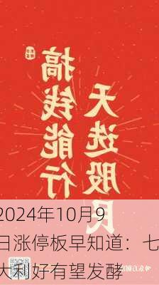 2024年10月9日涨停板早知道：七大利好有望发酵