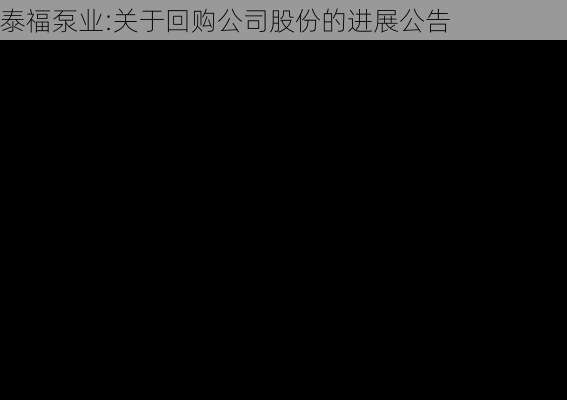 泰福泵业:关于回购公司股份的进展公告