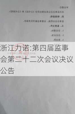 浙江力诺:第四届监事会第二十二次会议决议公告