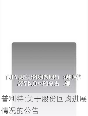 普利特:关于股份回购进展情况的公告