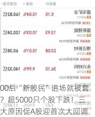 00后“新股民”进场就被套？超5000只个股下跌！三大原因促A股迎首次大回调