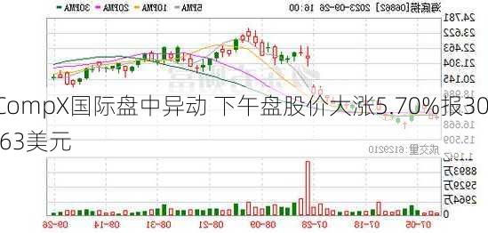 CompX国际盘中异动 下午盘股价大涨5.70%报30.63美元