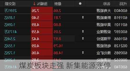 煤炭板块走强 新集能源涨停