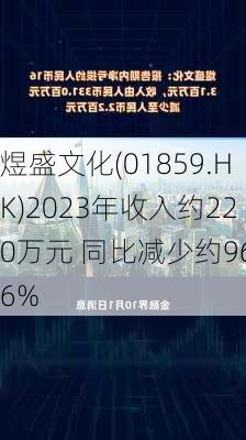 煜盛文化(01859.HK)2023年收入约220万元 同比减少约96.6%