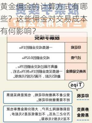 黄金佣金的计算方式有哪些？这些佣金对交易成本有何影响？