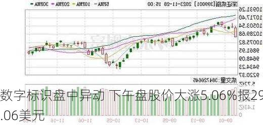 数字标识盘中异动 下午盘股价大涨5.06%报29.06美元