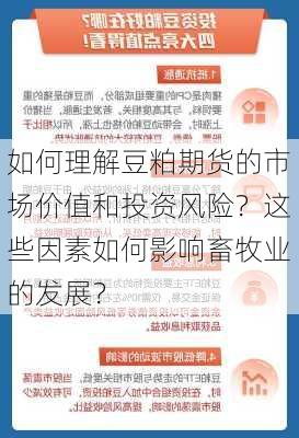 如何理解豆粕期货的市场价值和投资风险？这些因素如何影响畜牧业的发展？