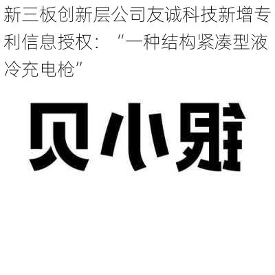 新三板创新层公司友诚科技新增专利信息授权：“一种结构紧凑型液冷充电枪”