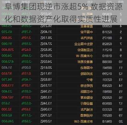 阜博集团现逆市涨超5% 数据资源化和数据资产化取得实质性进展