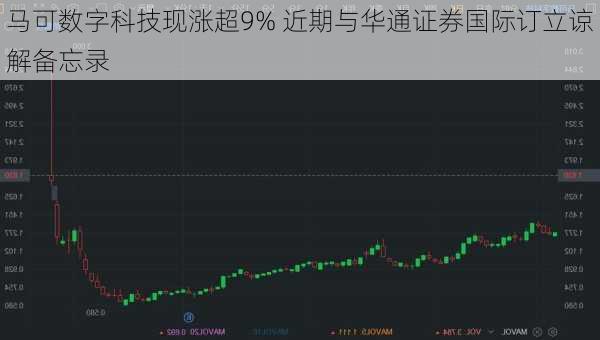 马可数字科技现涨超9% 近期与华通证券国际订立谅解备忘录