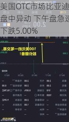 美国OTC市场比亚迪盘中异动 下午盘急速下跌5.00%