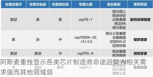 阿斯麦重挫显示各类芯片制造商命途迥异 AI相关需求强而其他领域弱