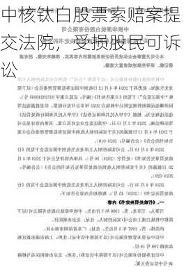 中核钛白股票索赔案提交法院，受损股民可诉讼