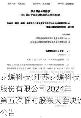 龙蟠科技:江苏龙蟠科技股份有限公司2024年第五次临时股东大会决议公告