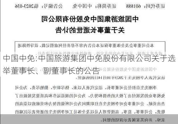 中国中免:中国旅游集团中免股份有限公司关于选举董事长、副董事长的公告