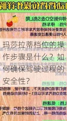 玛莎拉蒂档位的操作步骤是什么？如何确保驾驶过程的安全性？