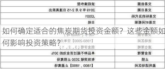 如何确定适合的焦炭期货投资金额？这些金额如何影响投资策略？