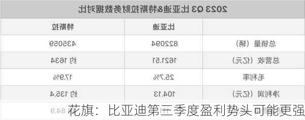 花旗：比亚迪第三季度盈利势头可能更强