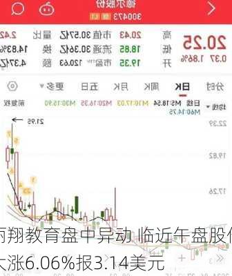 丽翔教育盘中异动 临近午盘股价大涨6.06%报3.14美元