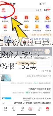 自流资源盘中异动 股价大跌5.59%报1.52美元