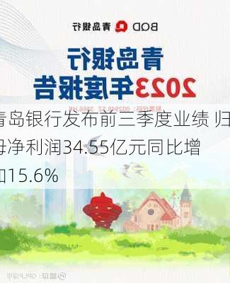 青岛银行发布前三季度业绩 归母净利润34.55亿元同比增加15.6%