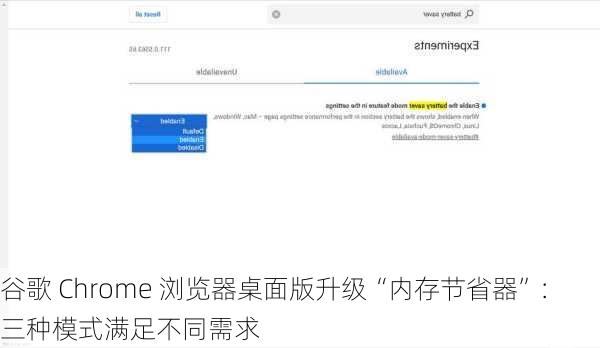 谷歌 Chrome 浏览器桌面版升级“内存节省器”：三种模式满足不同需求