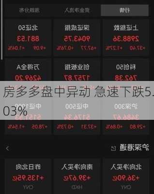 房多多盘中异动 急速下跌5.03%