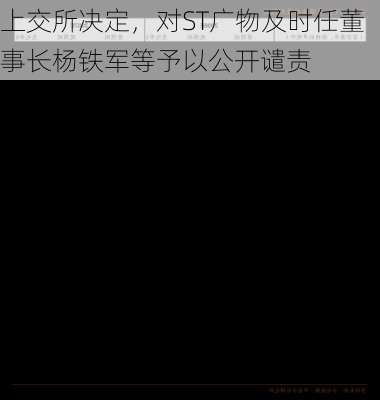 上交所决定，对ST广物及时任董事长杨铁军等予以公开谴责