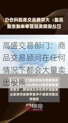 高盛交易部门：商品交易顾问在任何情况下都会大量卖出股票