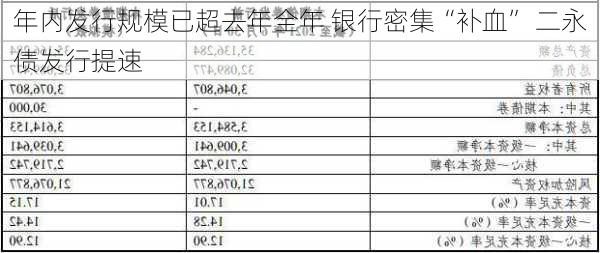 年内发行规模已超去年全年 银行密集“补血” 二永债发行提速