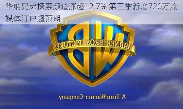 华纳兄弟探索频道涨超12.7% 第三季新增720万流媒体订户超预期