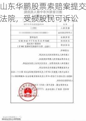 山东华鹏股票索赔案提交法院，受损股民可诉讼