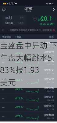 宝盛盘中异动 下午盘大幅跳水5.83%报1.93美元