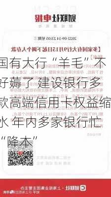 国有大行“羊毛”不好薅了 建设银行多款高端信用卡权益缩水 年内多家银行忙“降本”