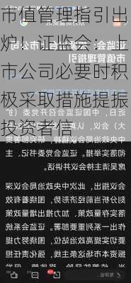 市值管理指引出炉！证监会：上市公司必要时积极采取措施提振投资者信