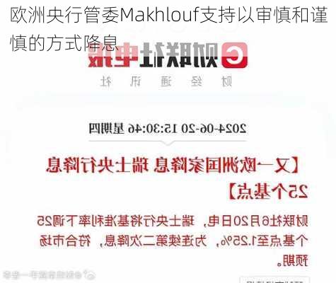 欧洲央行管委Makhlouf支持以审慎和谨慎的方式降息