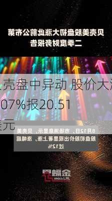 贝壳盘中异动 股价大涨5.07%报20.51美元