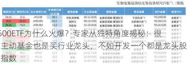 A500ETF为什么火爆？专家从独特角度揭秘：很多主动基金也是买行业龙头，不如开发一个都是龙头股的指数