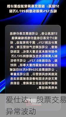 爱仕达：股票交易异常波动